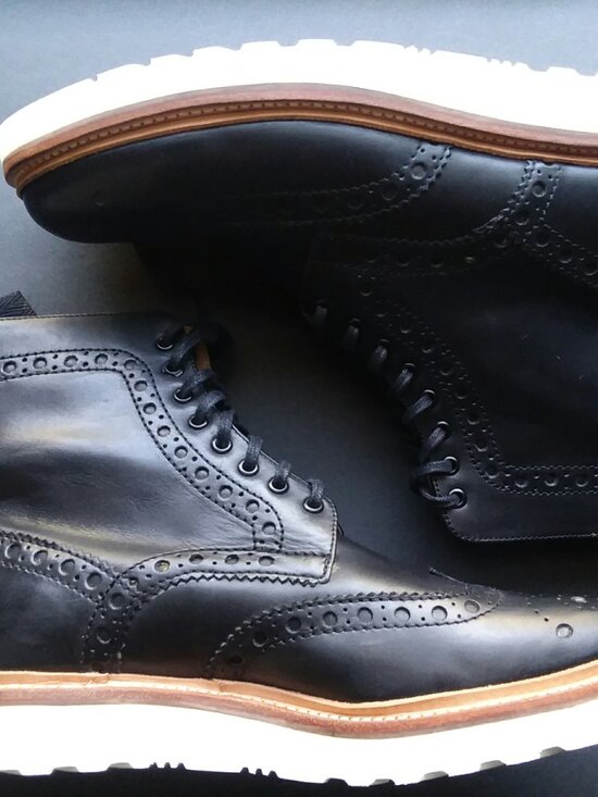 Grenson England Fancy Brogue Genuine Leather Derby Biker Boots Men\'s size 10.5 main image 9